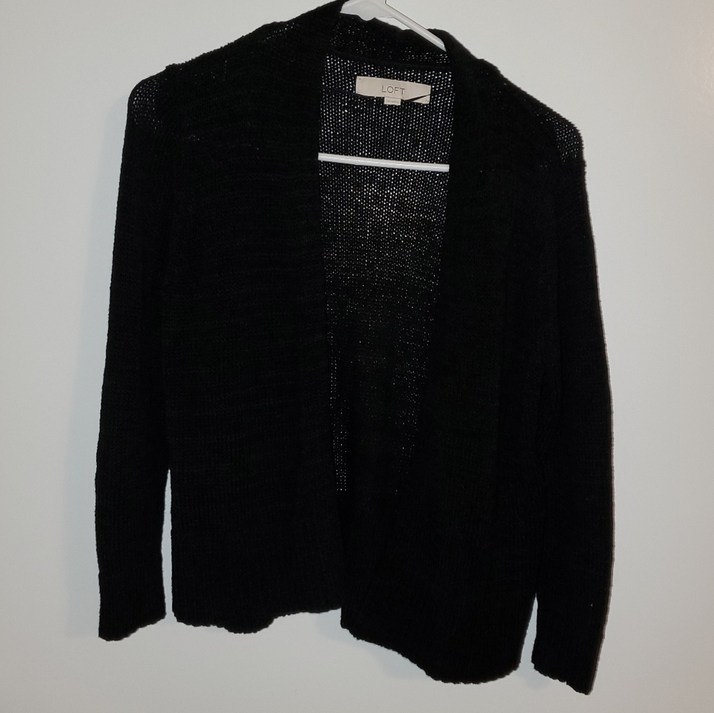 Loft XS Black Mid-Weight Open Cardigan Cotton